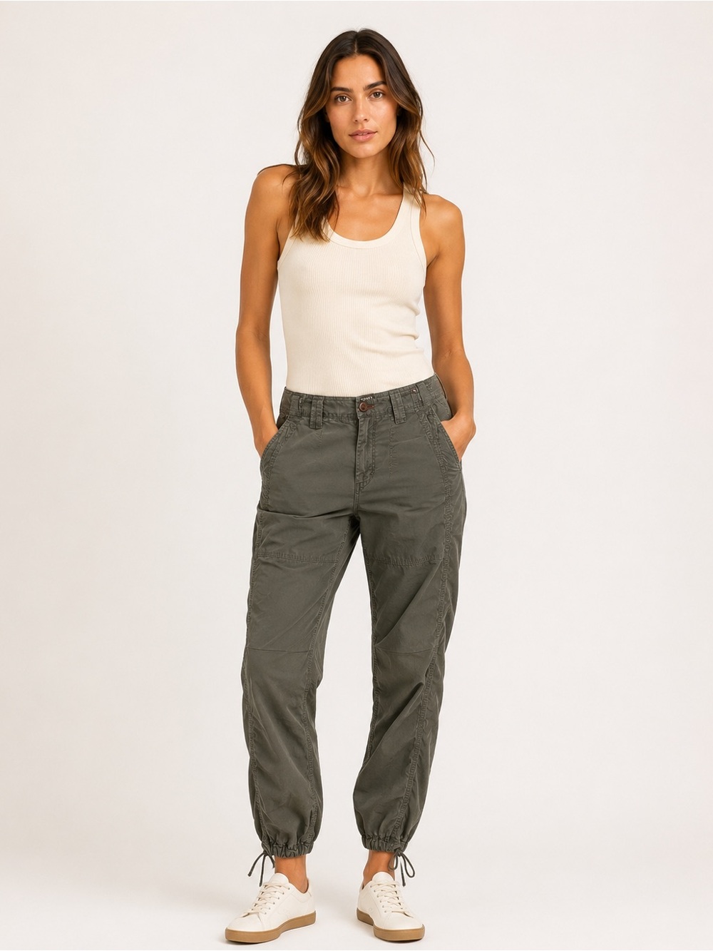 Mason Olive Cargo Joggers with Drawstring Ankles